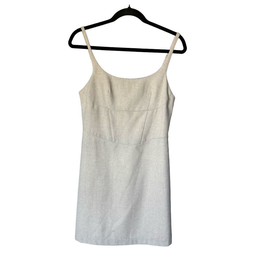 4SI3NNA Mini Dress Womens Size S Beige Structured Bodice Minimalist Chic
